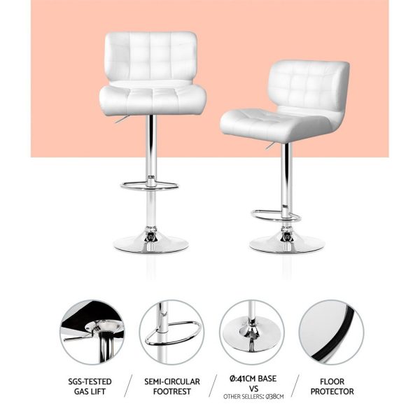Artiss 4x Bar Stools Gas Lift Leather Padded White - Image 6