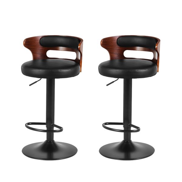 Artiss 2x Bar Stools Gas Lift Faux Leather - Image 2