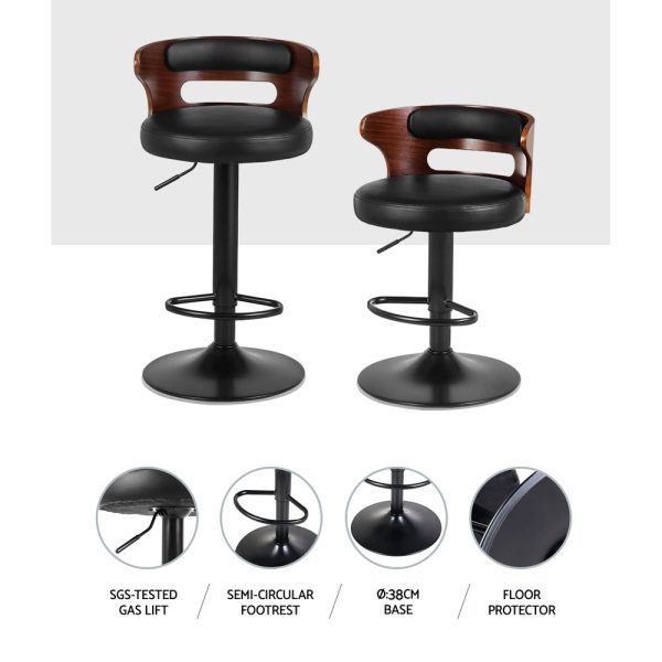 Artiss 2x Bar Stools Gas Lift Faux Leather - Image 6