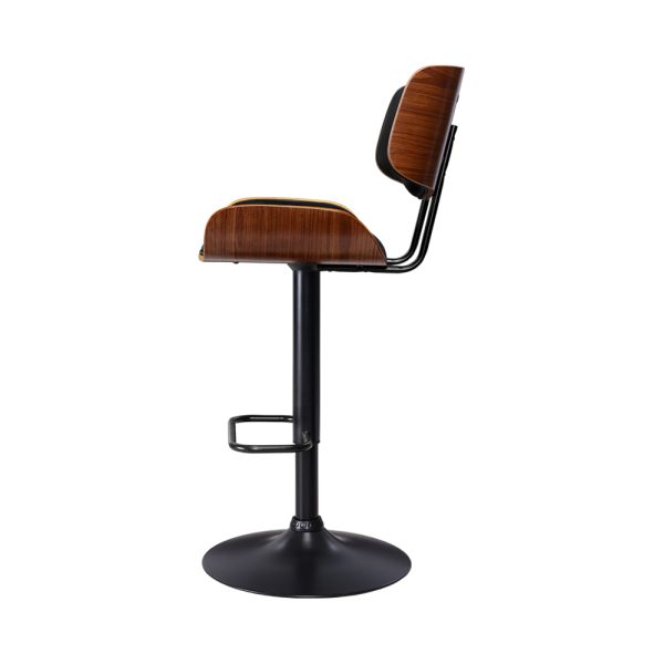 Artiss 2x Bar Stools Gas Lift Leather All Black - Image 4