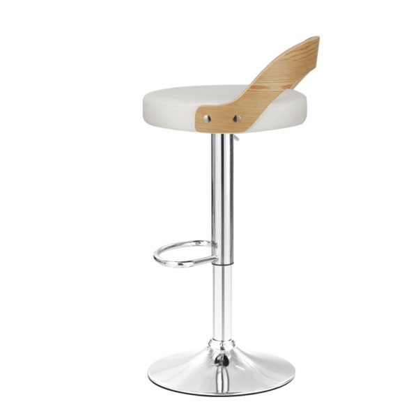Artiss 2x Bar Stools Adjustable Leather Padded White - Image 5