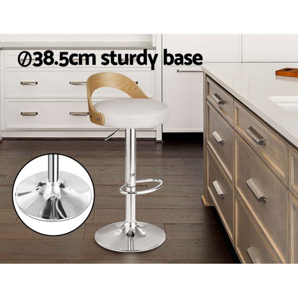 Artiss 2x Bar Stools Adjustable Leather Padded White - Image 7
