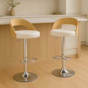 Artiss 2x Bar Stools Adjustable Leather Padded White