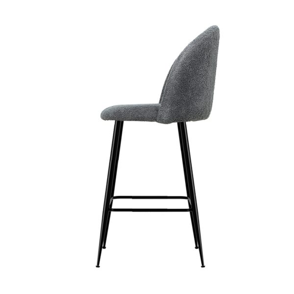 Artiss Bar Stools Kitchen Counter Barstools Sherpa Metal Chairs x2 - Image 5