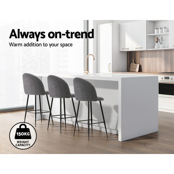 Artiss Bar Stools Kitchen Counter Barstools Sherpa Metal Chairs x2 - Image 6