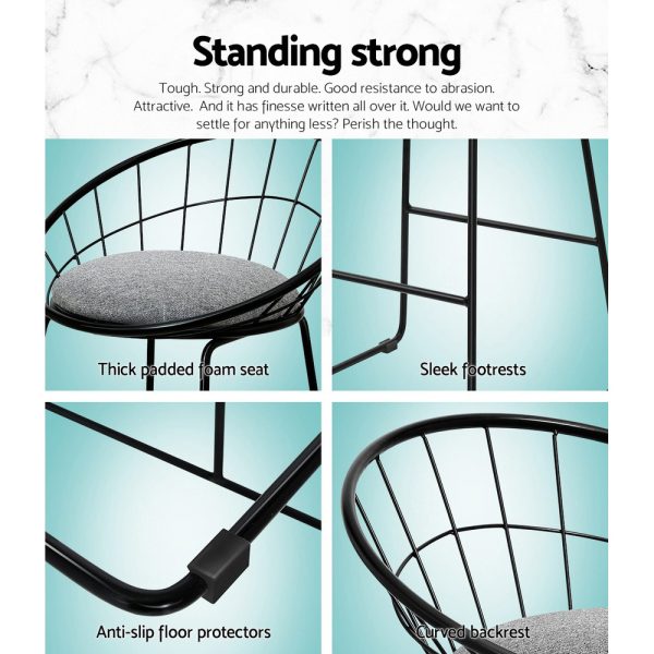 Artiss 2x Bar Stools Padded Seat Metal - Image 6