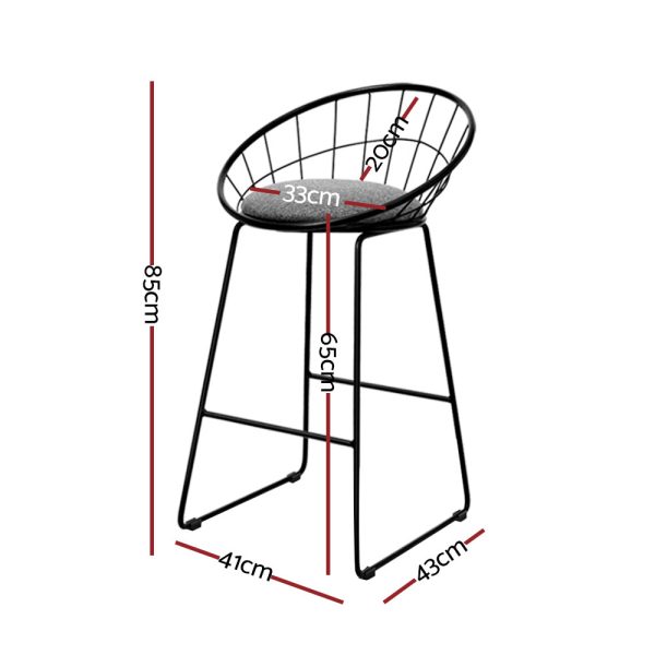 Artiss 4x Bar Stools Padded Seat Metal - Image 2