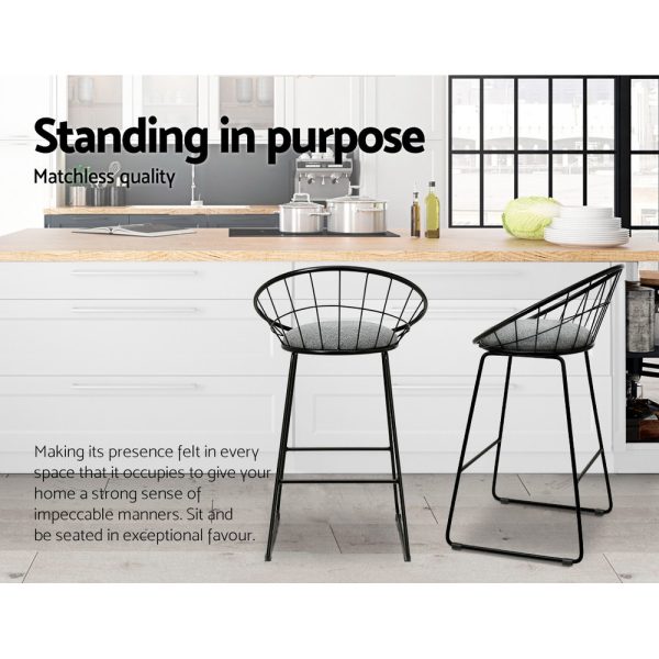 Artiss 4x Bar Stools Padded Seat Metal - Image 6
