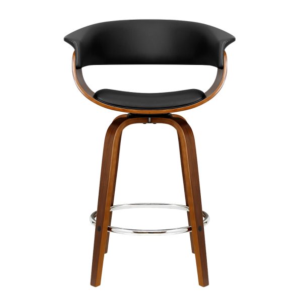Artiss 2x Bar Stools Swivel PU Seat Wooden - Image 3