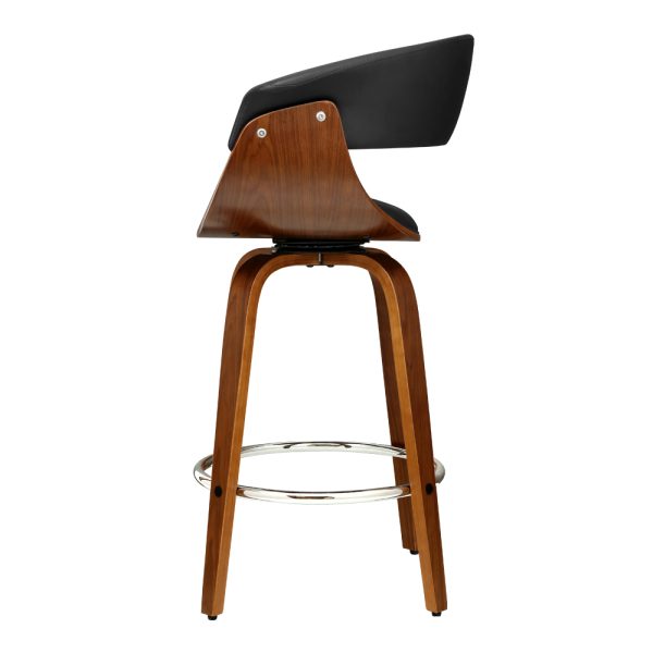 Artiss 2x Bar Stools Swivel PU Seat Wooden - Image 5