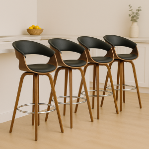 Artiss 4x Bar Stools Swivel PU Seat Wooden