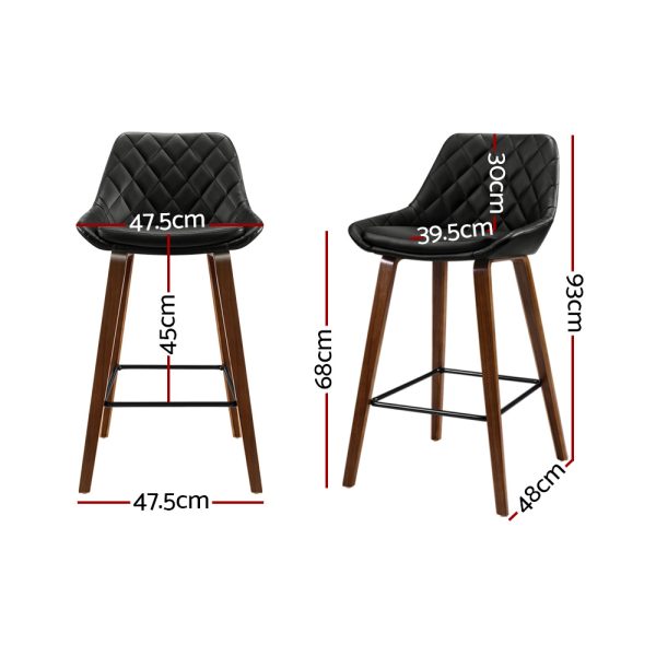 Artiss 2x Bar Stools PU Seat Wooden - Image 2