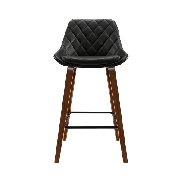 Artiss 2x Bar Stools PU Seat Wooden - Image 4