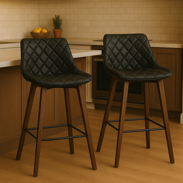 Artiss 2x Bar Stools PU Seat Wooden