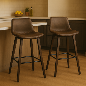 Artiss Bar Stools Kitchen Counter Barstools Leather Wooden Chairs x2