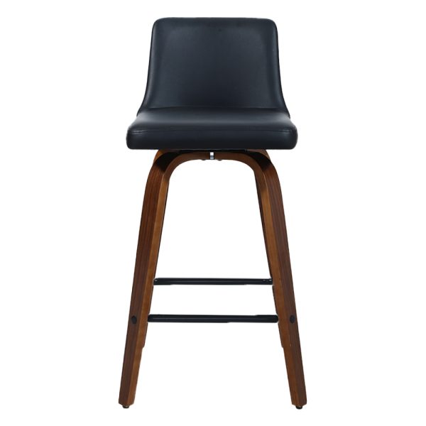 Artiss 2x Bar Stools Swivel Leather Padded Wooden - Image 4