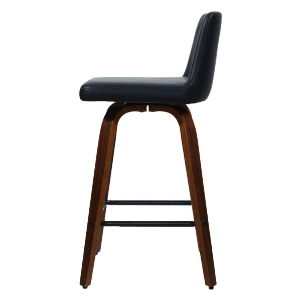 Artiss 2x Bar Stools Swivel Leather Padded Wooden - Image 5