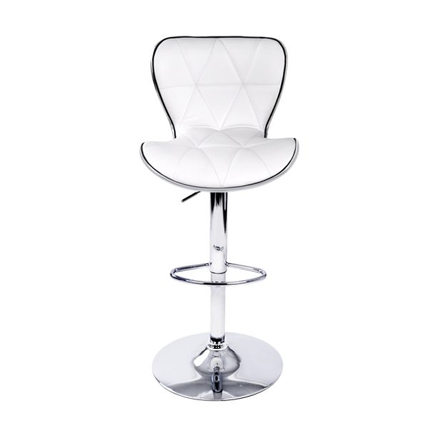 Artiss 2x Bar Stools Gas Lift Leather Seat White - Image 4