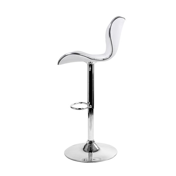 Artiss 2x Bar Stools Gas Lift Leather Seat White - Image 5