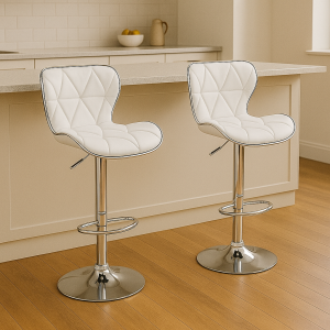Artiss 2x Bar Stools Gas Lift Leather Seat White