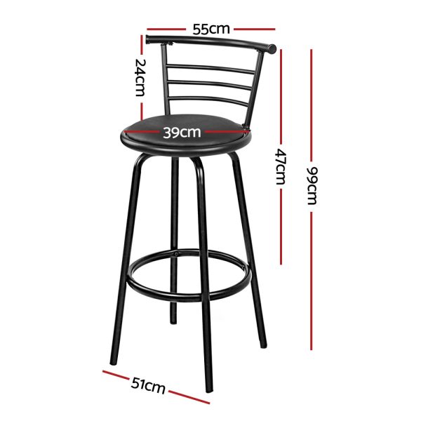 Artiss 4x Bar Stools Swivel Leather Padded Metal - Image 2