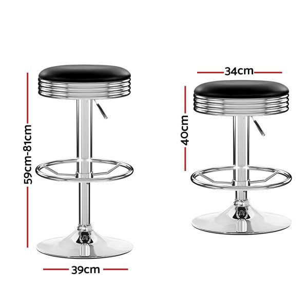 Artiss 4x Bar Stools Leather Padded Gas Lift Silver - Image 3