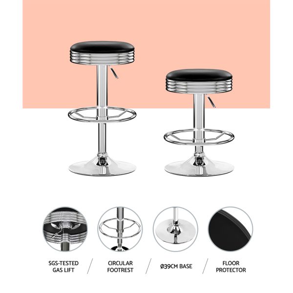 Artiss 4x Bar Stools Leather Padded Gas Lift Silver - Image 6