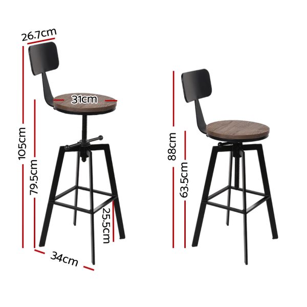 Artiss Bar Stools Kitchen Counter Chairs Vintage Metal Chairs - Image 2