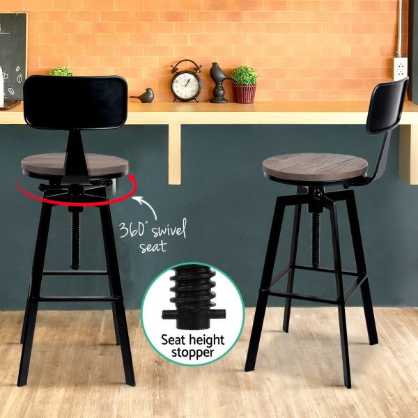 Artiss Bar Stools Kitchen Counter Chairs Vintage Metal Chairs - Image 6