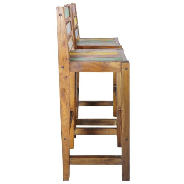 Bar Stools 2 pcs Solid Reclaimed Wood - Image 3