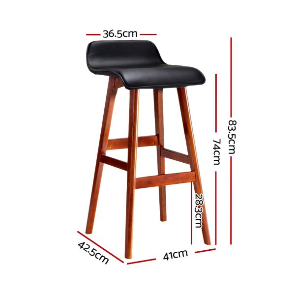 Artiss 2x Bar Stools Wooden Stool Black - Image 3
