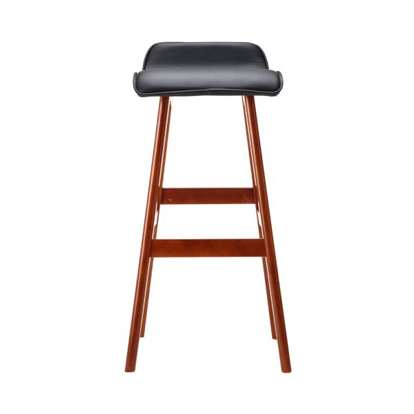 Artiss 2x Bar Stools Wooden Stool Black - Image 4