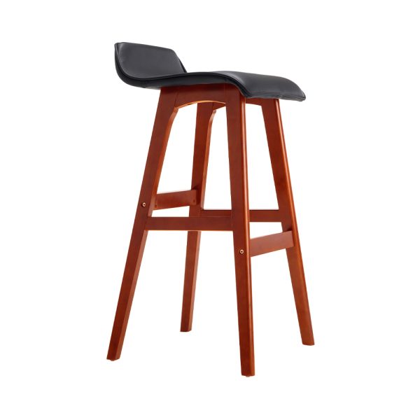 Artiss 2x Bar Stools Wooden Stool Black - Image 5