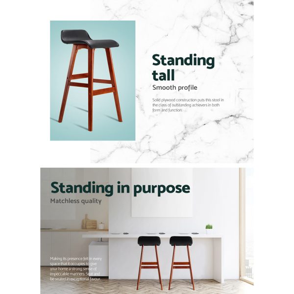 Artiss 2x Bar Stools Wooden Stool Black - Image 6