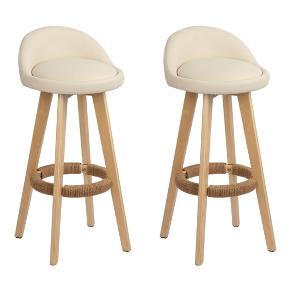 Swivel Bar Stools for Entertaining – PU Leather & Wood | Set of 2 - Image 2