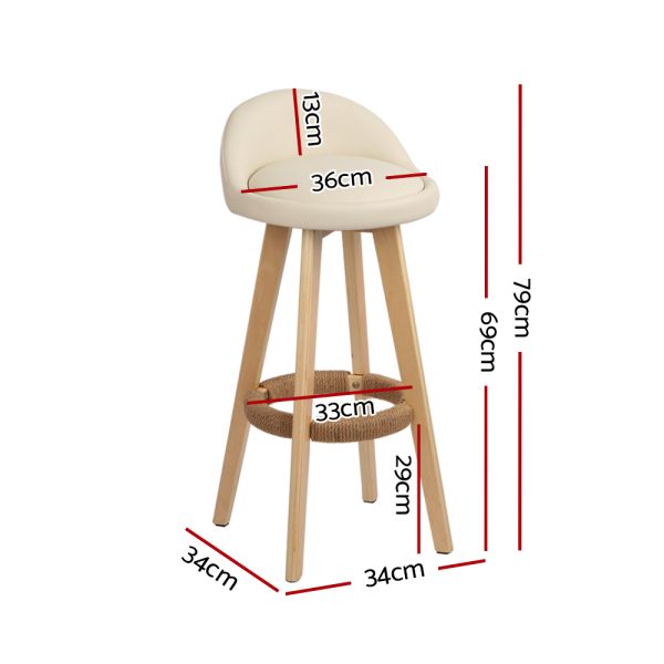 Swivel Bar Stools for Entertaining – PU Leather & Wood | Set of 2 - Image 3