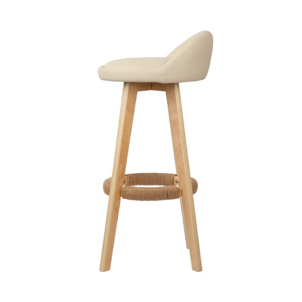 Swivel Bar Stools for Entertaining – PU Leather & Wood | Set of 2 - Image 5