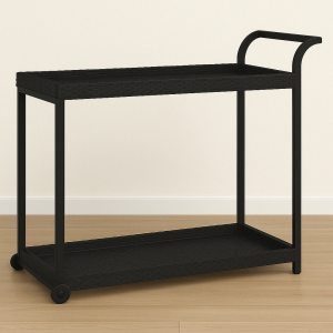 Bar Cart Black 100x45x83 cm Poly Rattan