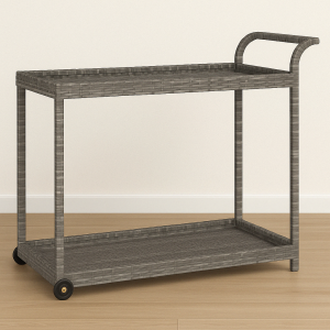 Bar Cart Grey 100x45x83 cm Poly Rattan