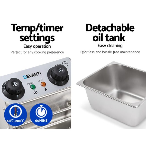 Devanti 10L Electric Commercial Deep Fryer Single Basket 2200W - Image 5