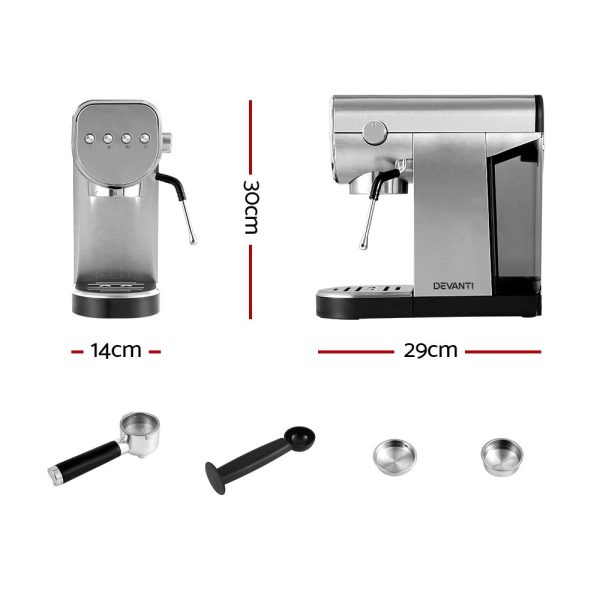 Devanti 20 Bar Coffee Machine Espresso Cafe Maker - Image 2