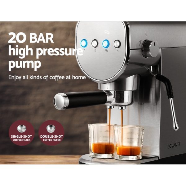 Devanti 20 Bar Coffee Machine Espresso Cafe Maker - Image 5