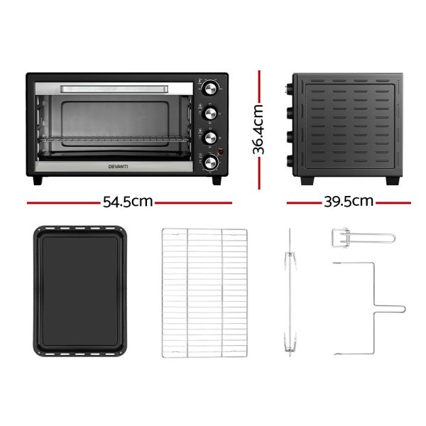 Devanti 45L Convection Oven Electric Fryer Ovens 1800W - Image 2
