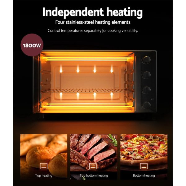 Devanti 45L Convection Oven Electric Fryer Ovens 1800W - Image 5