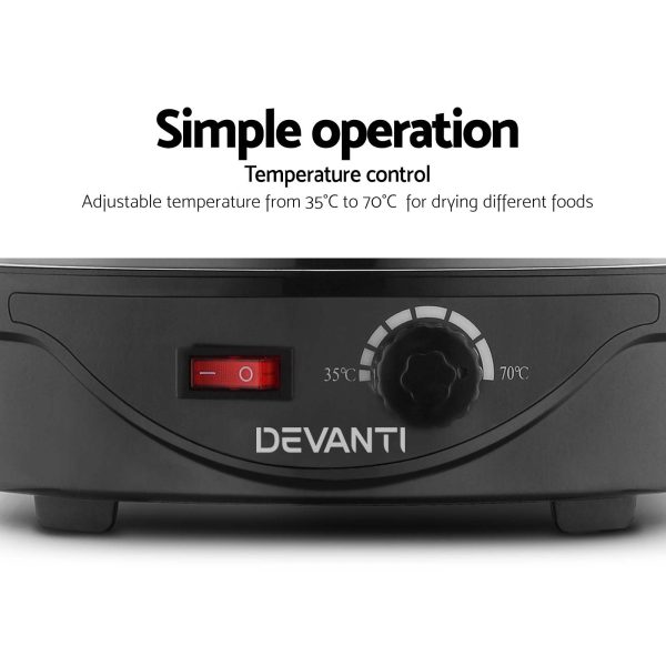 Devanti 5 Trays Food Dehydrator Fruit Dehydrators Pet Beef Jerky Dryer Black - Image 5