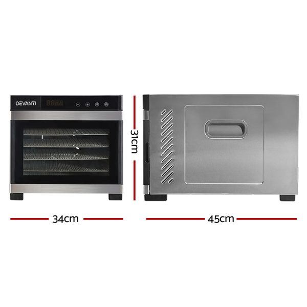 Devanti 6 Trays Food Dehydrator Stainless Steel Tray - Image 2