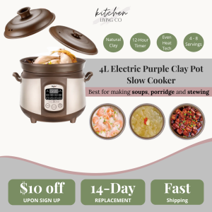 4L Electric Purple Clay Pot Slow Cooker