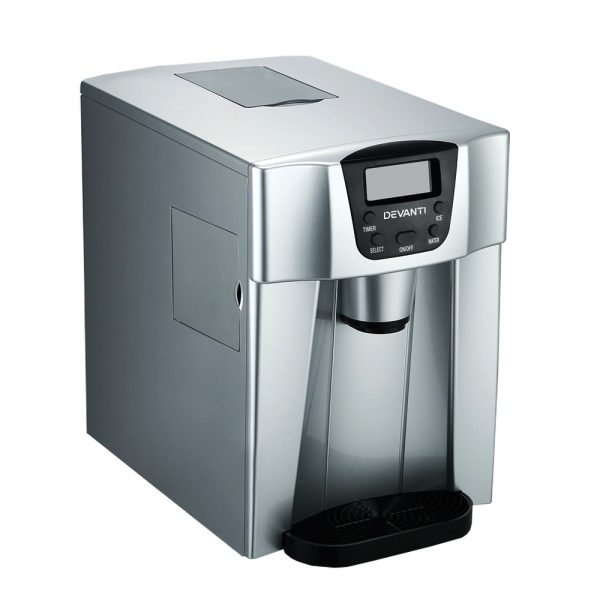 Devanti 12kg Silver Ice Maker – Compact, Stylish & Fast Ice for Entertaining