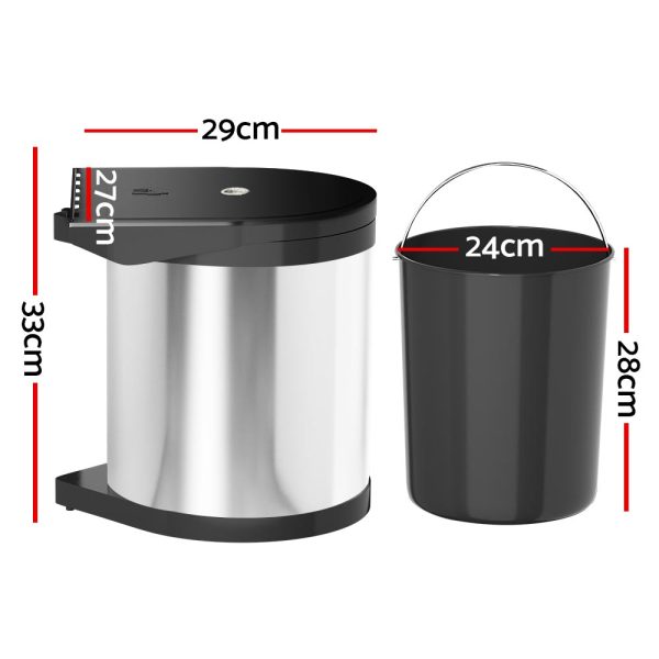Cefito Pull Out Bin Swing Out Bins 12L - Image 2