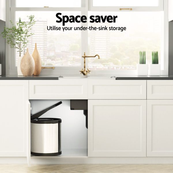 Cefito Pull Out Bin Swing Out Bins 12L - Image 6